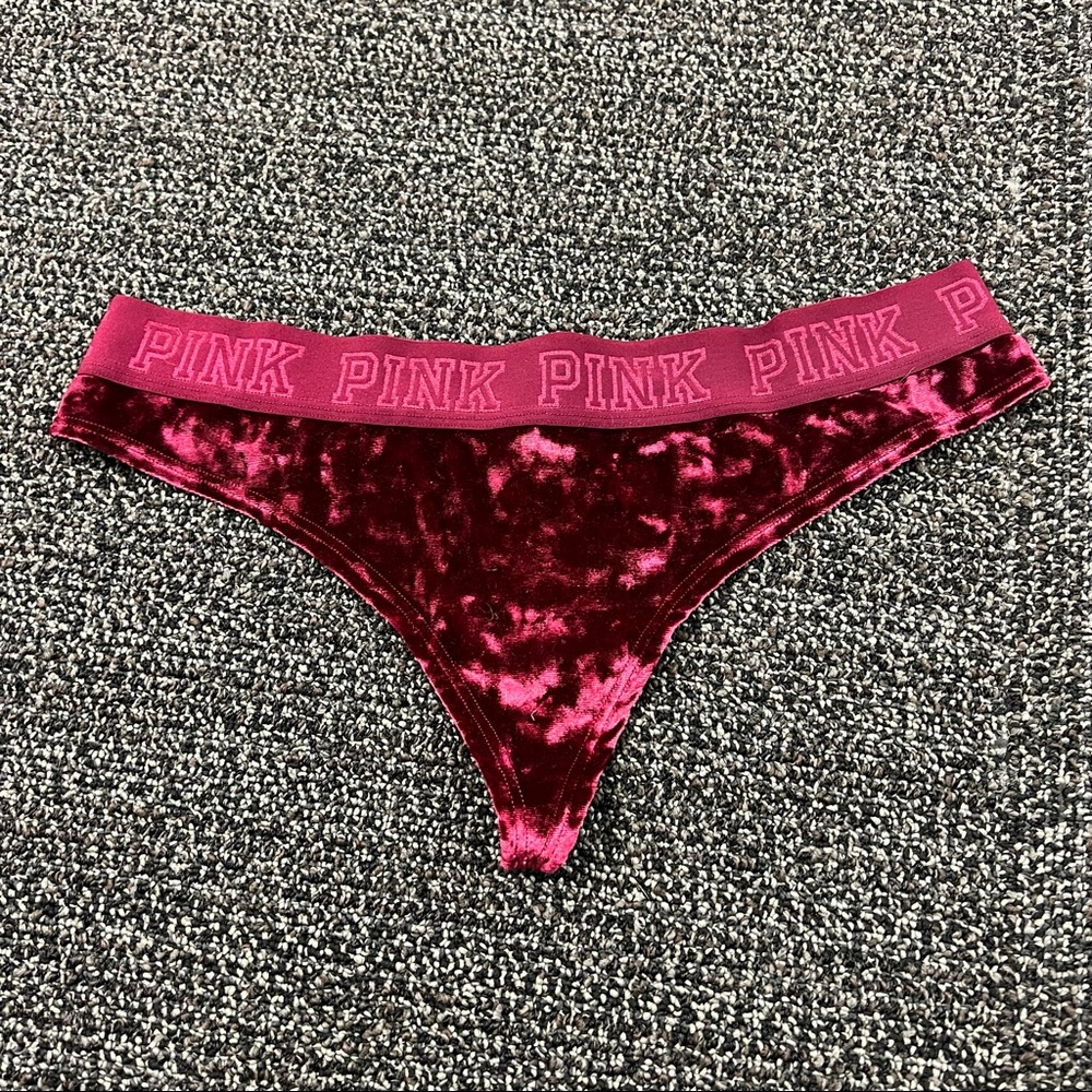 PINK velvet thong, NWOT